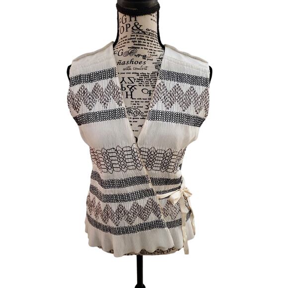 Vintage Tory Burch Pleated Wrap Tie Vest, Size 2 | Rare! - Picture 1 of 4